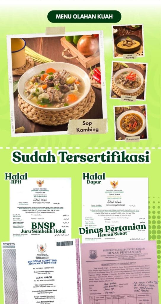 Menu Masakan Jeroan/Tulangan dan Sertifikasi Halal & BNSP